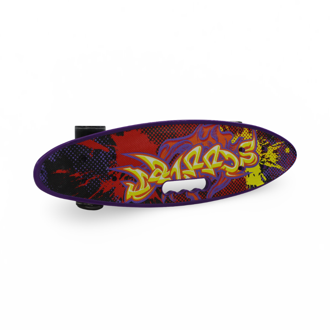 Kids Skateboard – Purple & Yellow with Fire Print