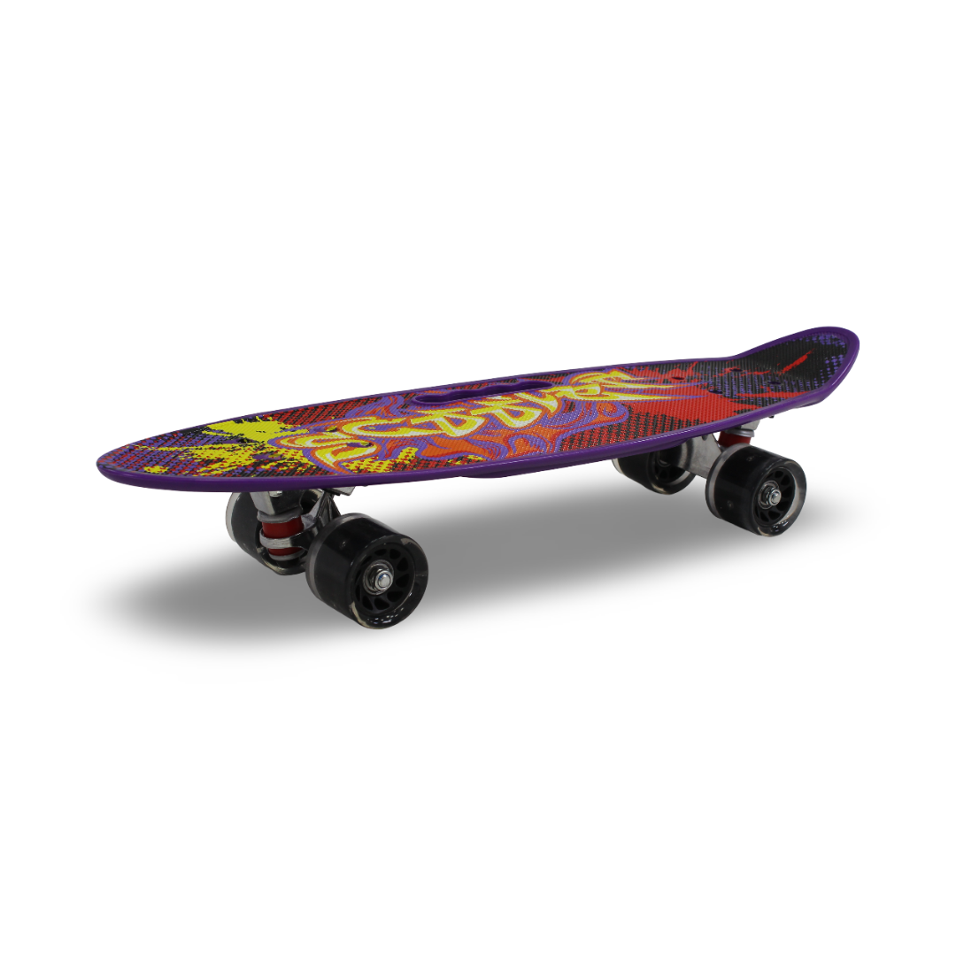 Kids Skateboard – Purple & Yellow with Fire Print - Toys - OKO