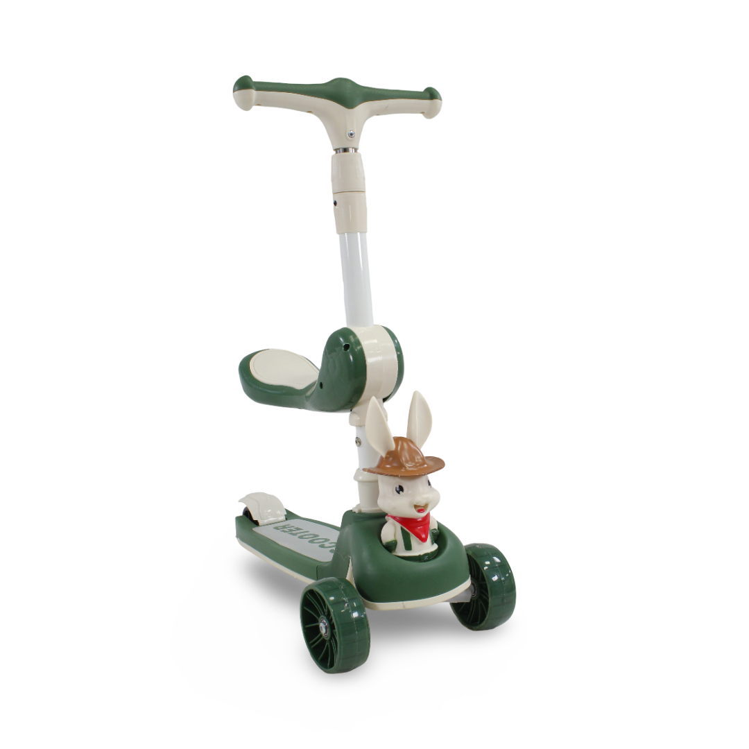 Bunny 3-Wheel Kids Scooter with Seat – Olive Green - Toys - OKO