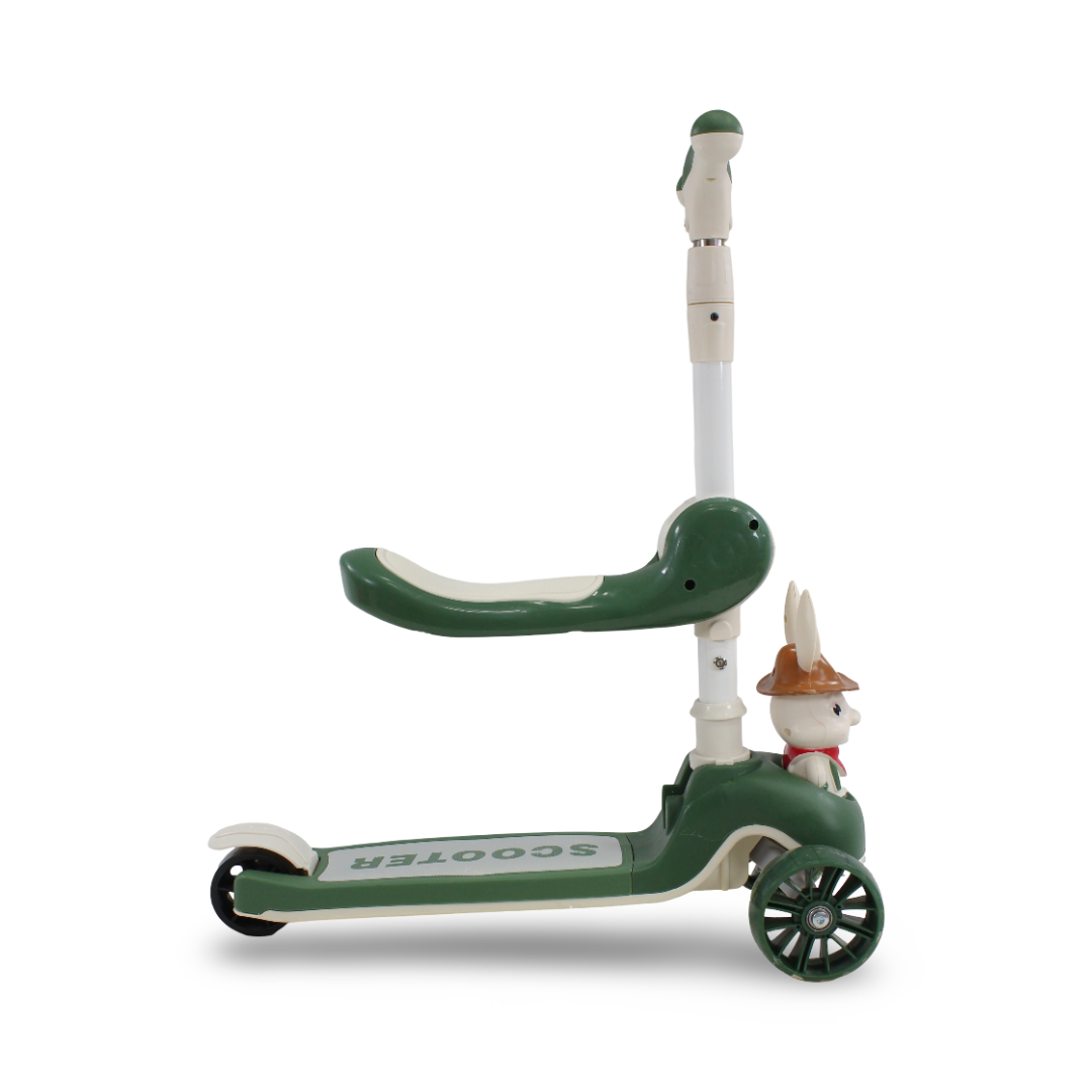 Bunny 3-Wheel Kids Scooter with Seat – Olive Green