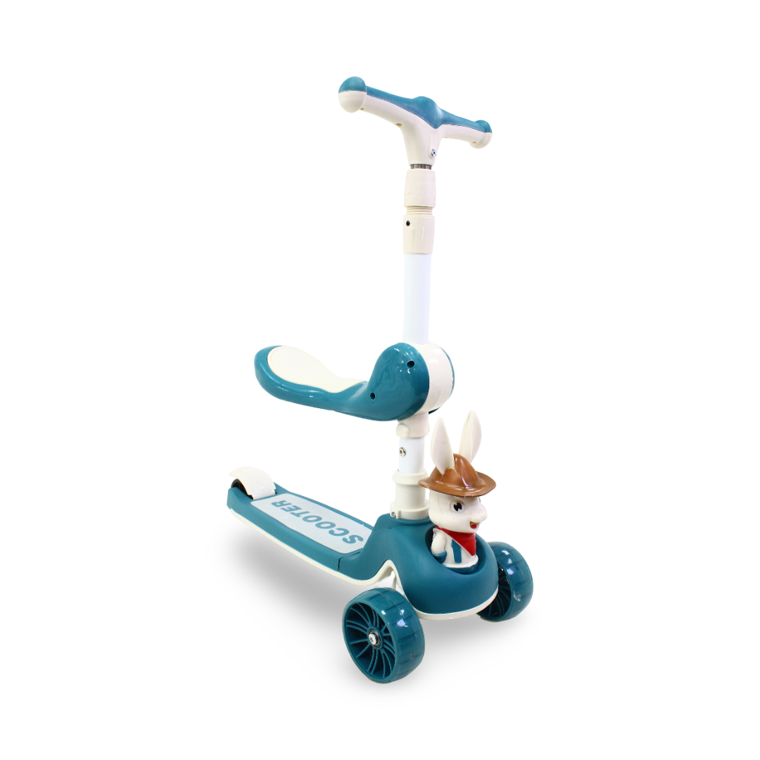Bunny 3-Wheel Kids Scooter with Seat – Teal - Toys - OKO