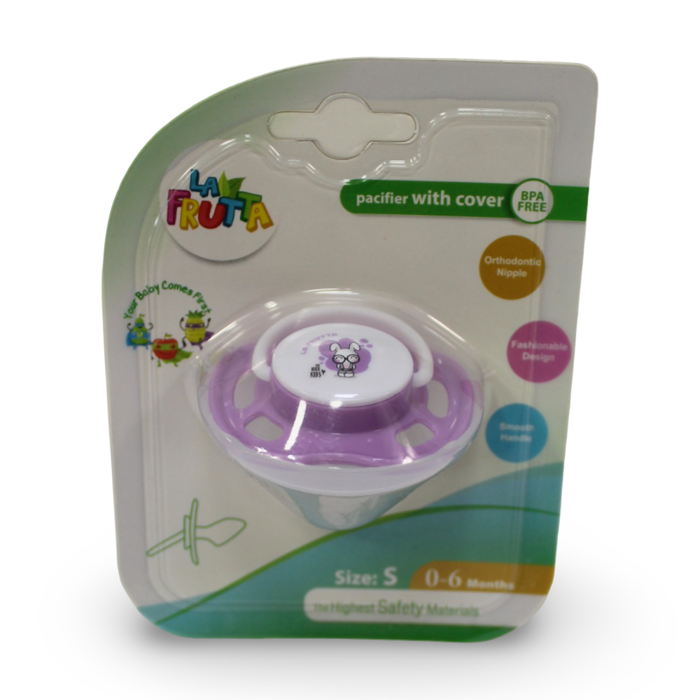 La Frutta Pacifier with Cover 0-6m – Purple - Baby Essentials