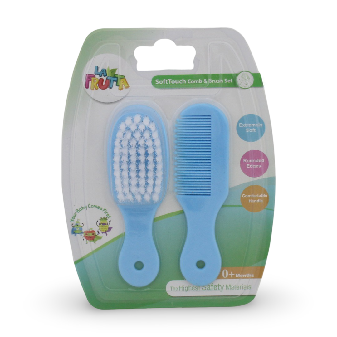 La Frutta Baby Soft Brush & Comb Set – Baby Blue - Baby Essentials