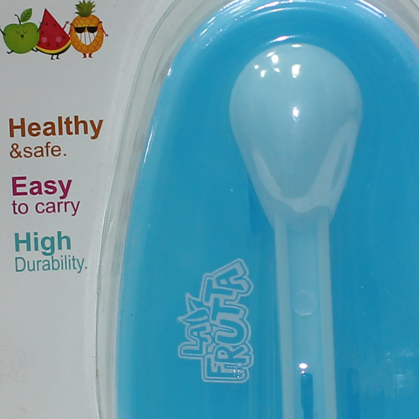 طقم طبق وملعقة أطفال La Frutta - أزرق