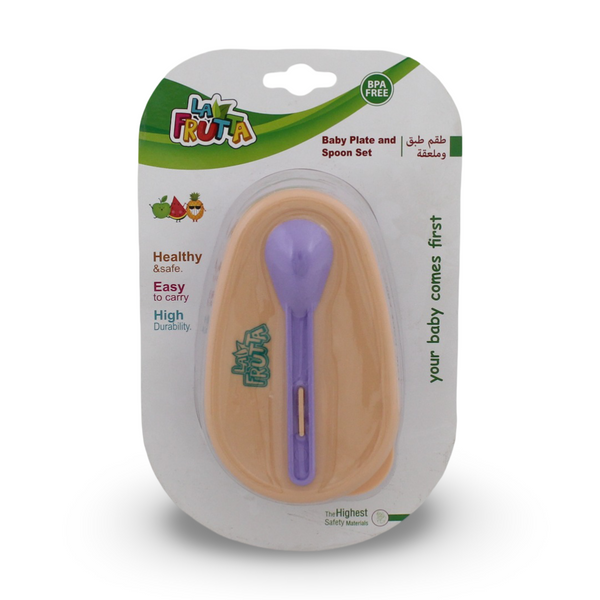 La Frutta Baby Feeding Bowl with Spoon Set – Salmon & Purple