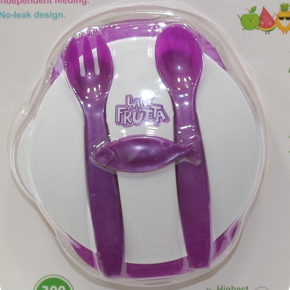 La Frutta (Plate + Spoon + Fork) Set For Kids – Purple