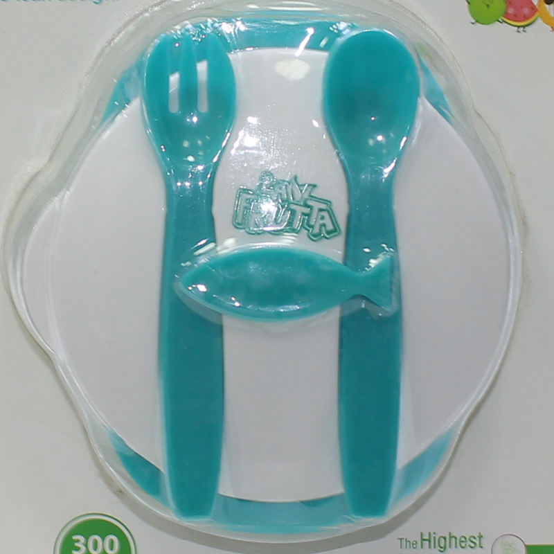 La Frutta Plate + (Spoon & Fork) Set For Kids – Blue