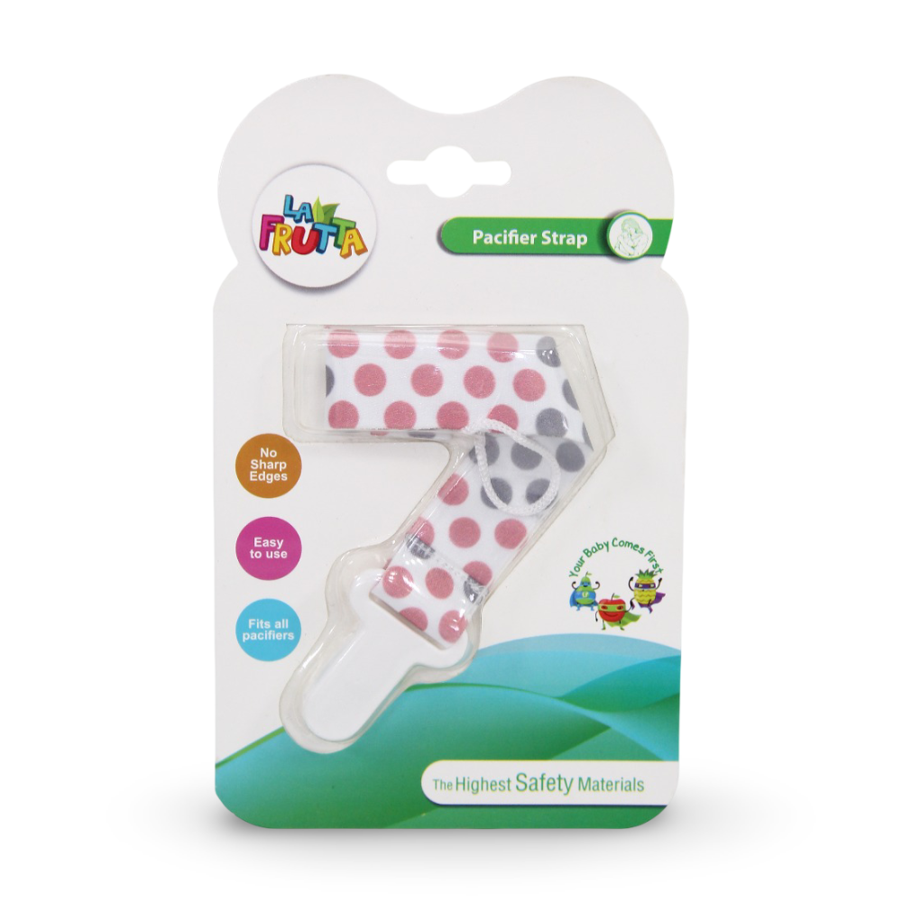 La Frutta Pacifier Holder – White with Polka Pattern