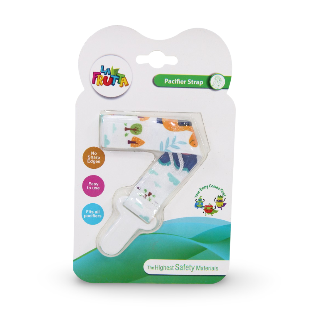 La Frutta Pacifier Strap – White with Dino Print