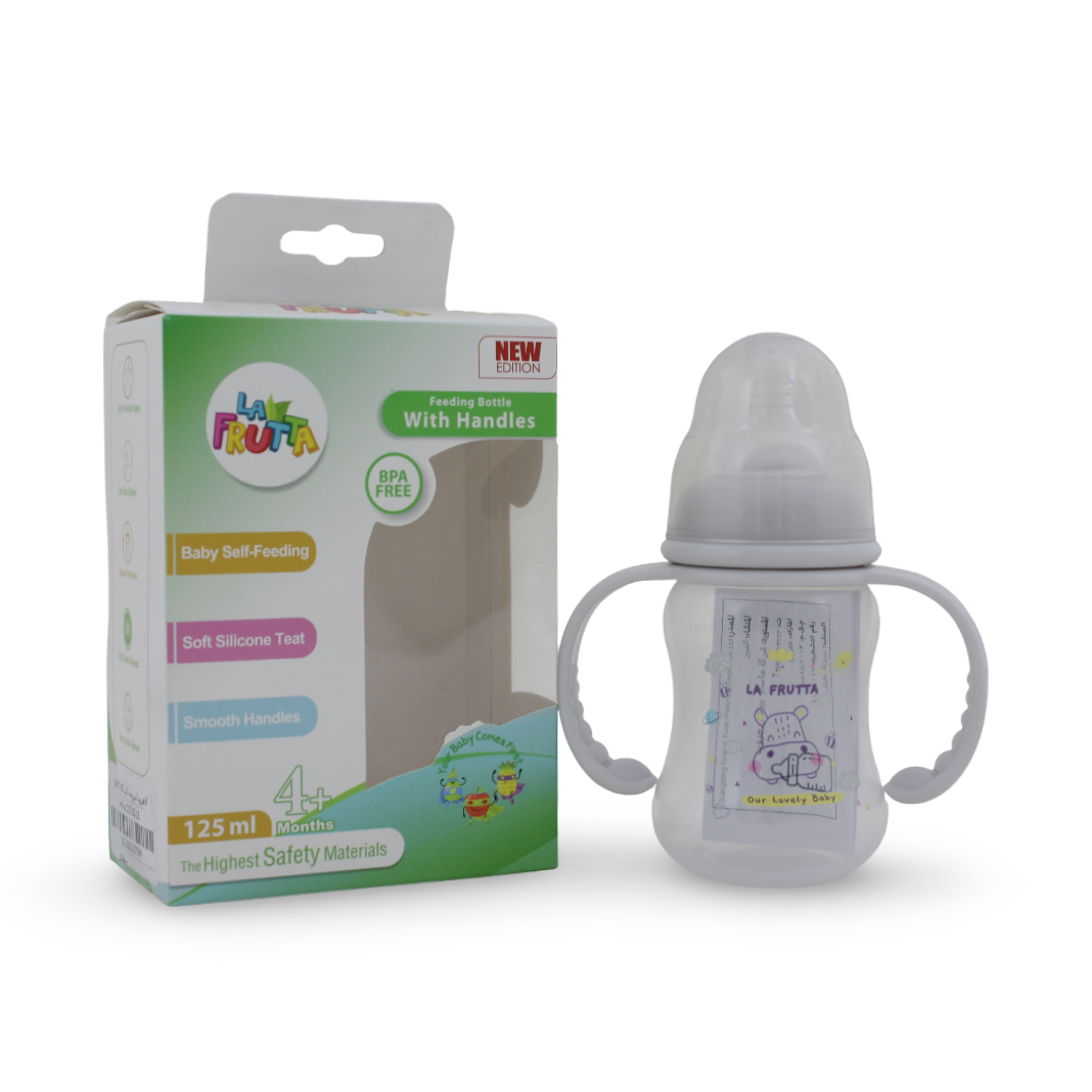 La Frutta Baby Feeding Bottle with Handles 125ml – Grey