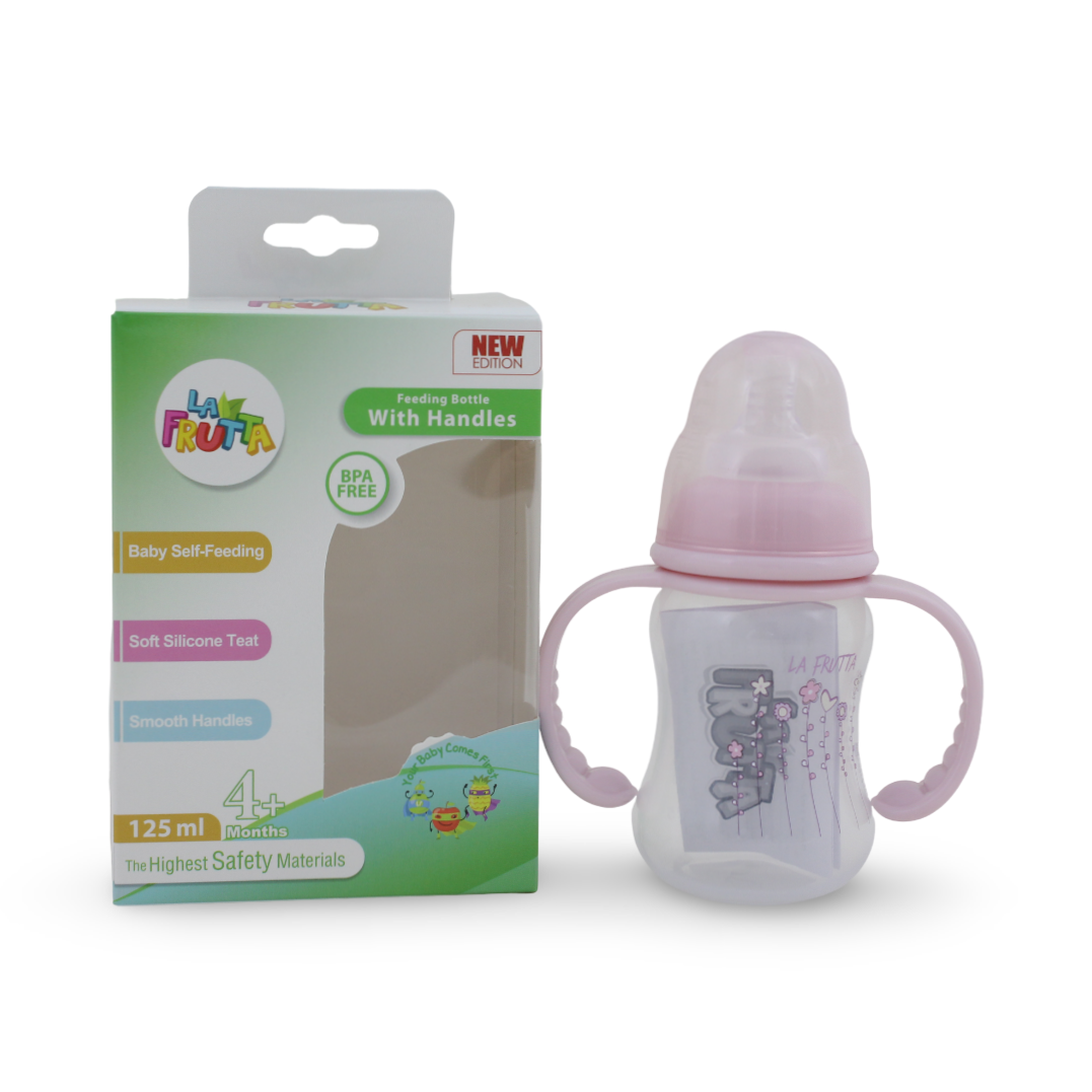 La Frutta Baby Feeding Bottle with Handles 125ml – Pink