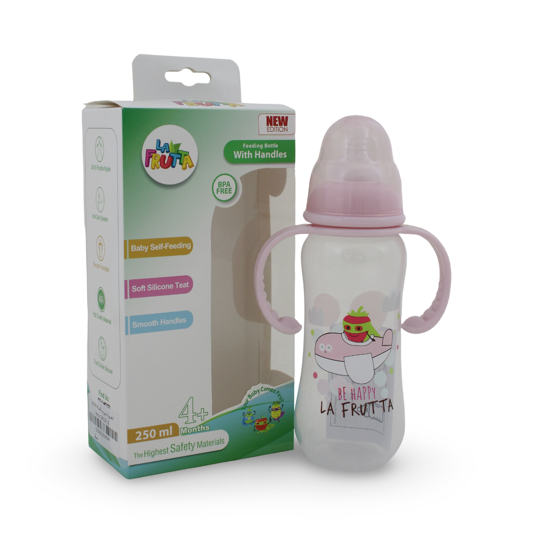 La Frutta Baby Feeding Bottle with Handles 250ml – Pink