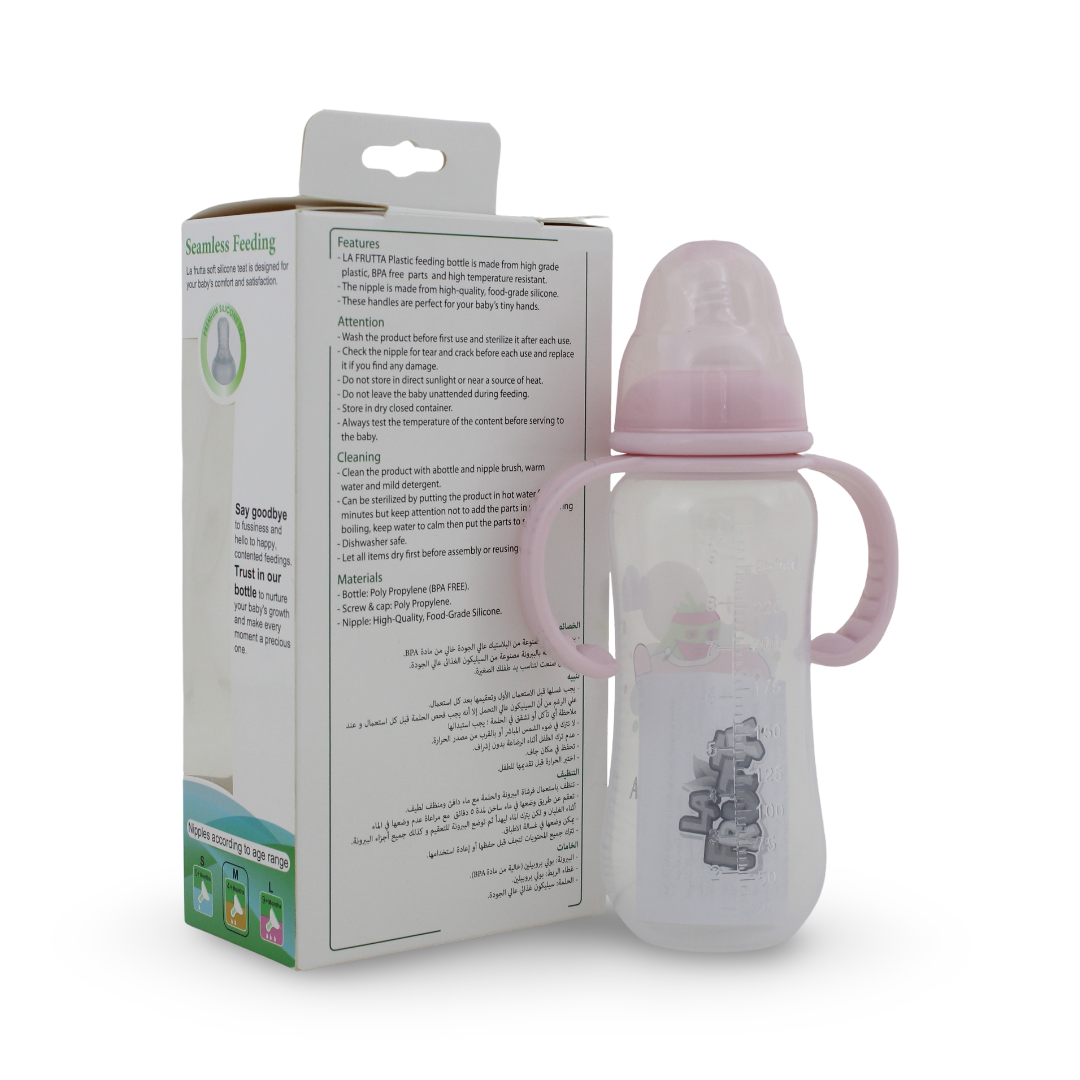 La Frutta Baby Feeding Bottle with Handles 250ml – Pink