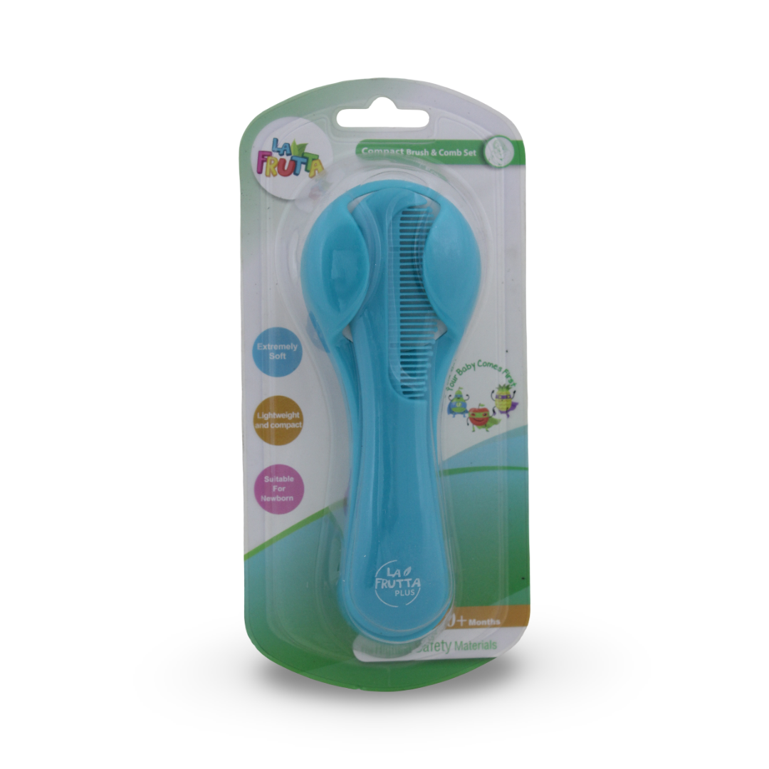 La Frutta Compact Baby Brush & Comb Set – Blue
