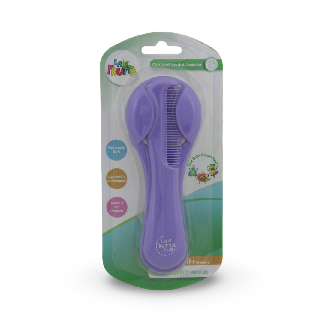 La Frutta Compact Baby Brush & Comb Set – Purple