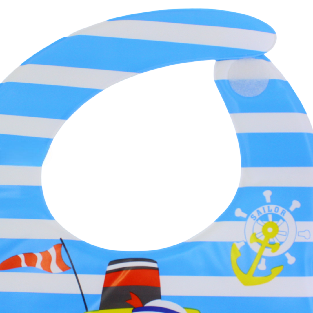 La Frutta PVC Baby Bib – Baby Blue with Sailor Penguin Print