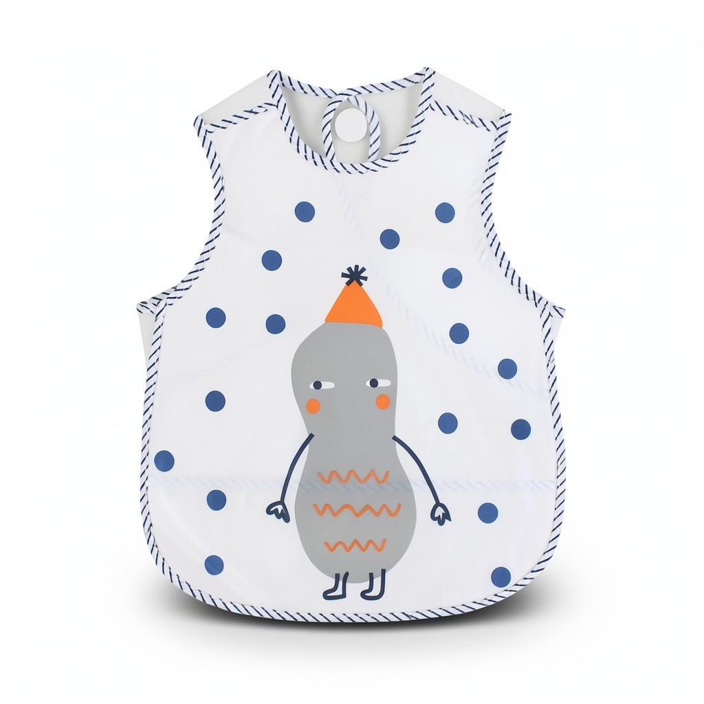 La Frutta Waterproof Baby Bib – White with Snow Man Print