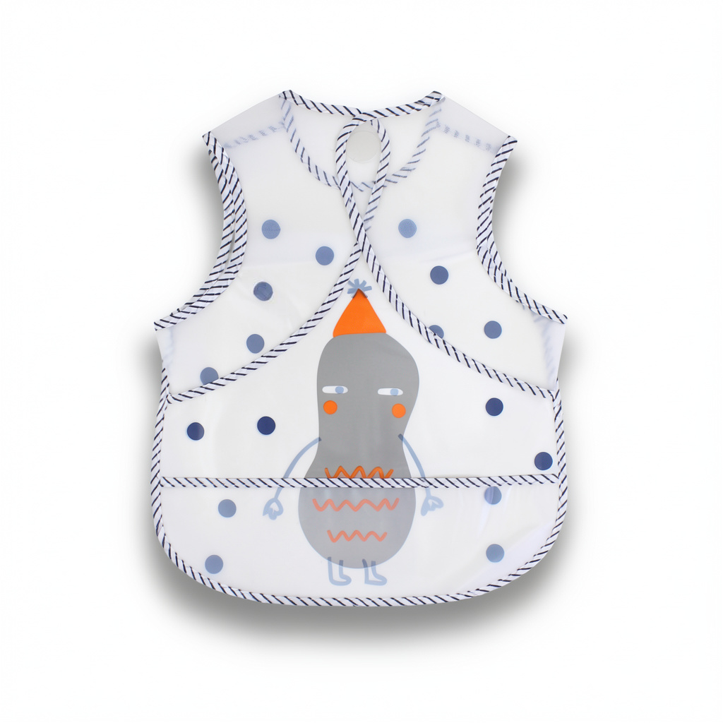 La Frutta Waterproof Baby Bib – White with Snow Man Print