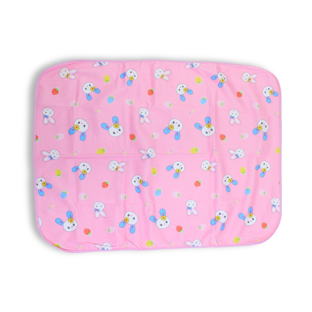 La Frutta Waterproof Baby Diaper Changing Mat – Pink with Rabbit Print