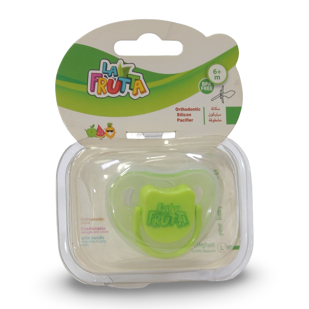 La Frutta Orthodontic Silicon Pacifier Heart Shape with Cover (6m+) – Green