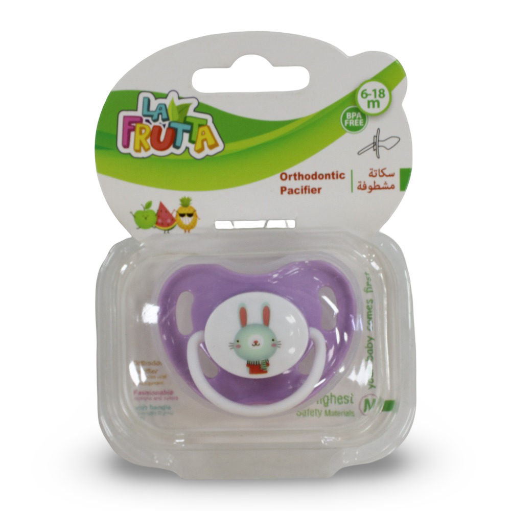 La Frutta Orthodontic Silicone Pacifier With Cover – Size M with Bunny Print - Baby Essentials