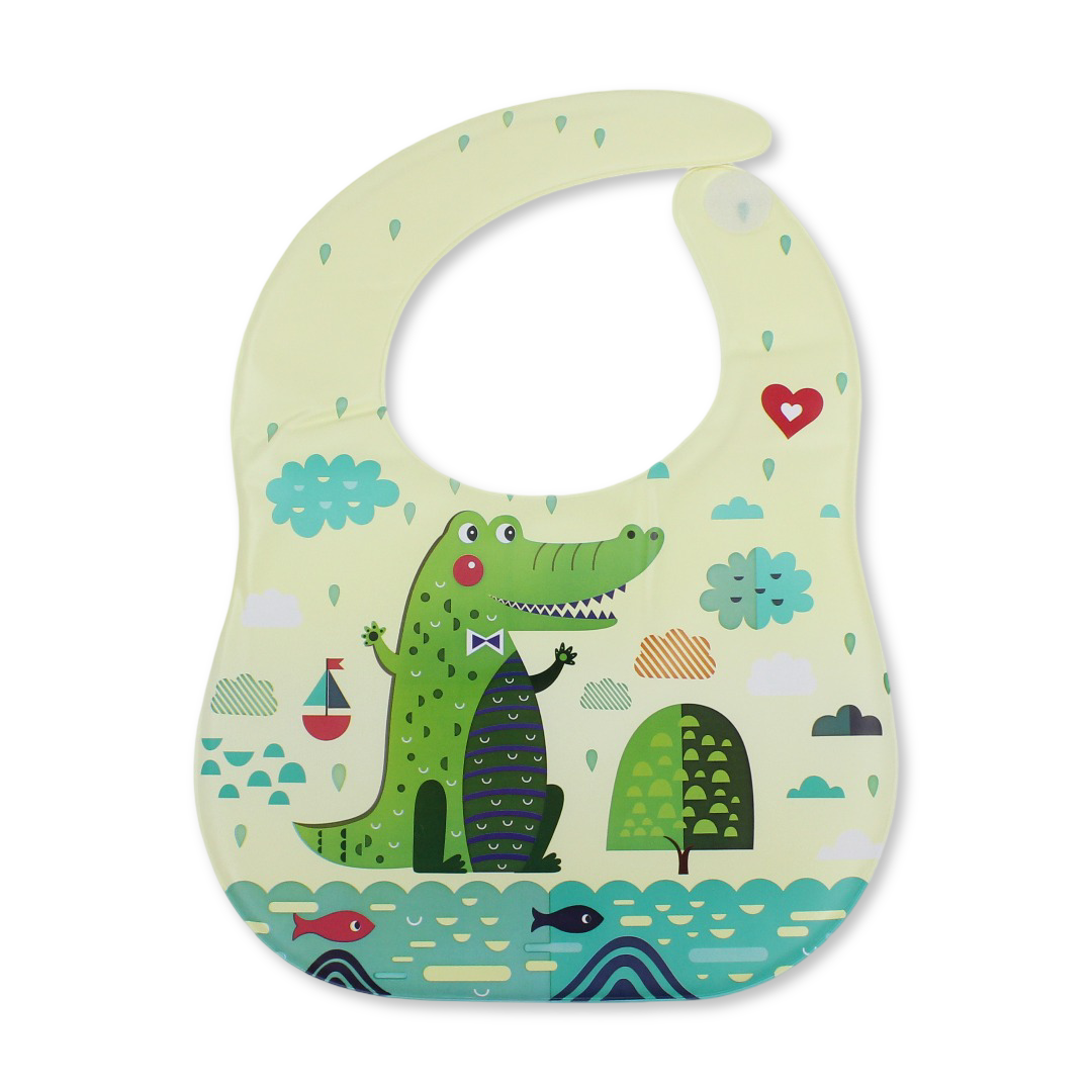 La Frutta PVC Baby Bib – Green with Dino Print