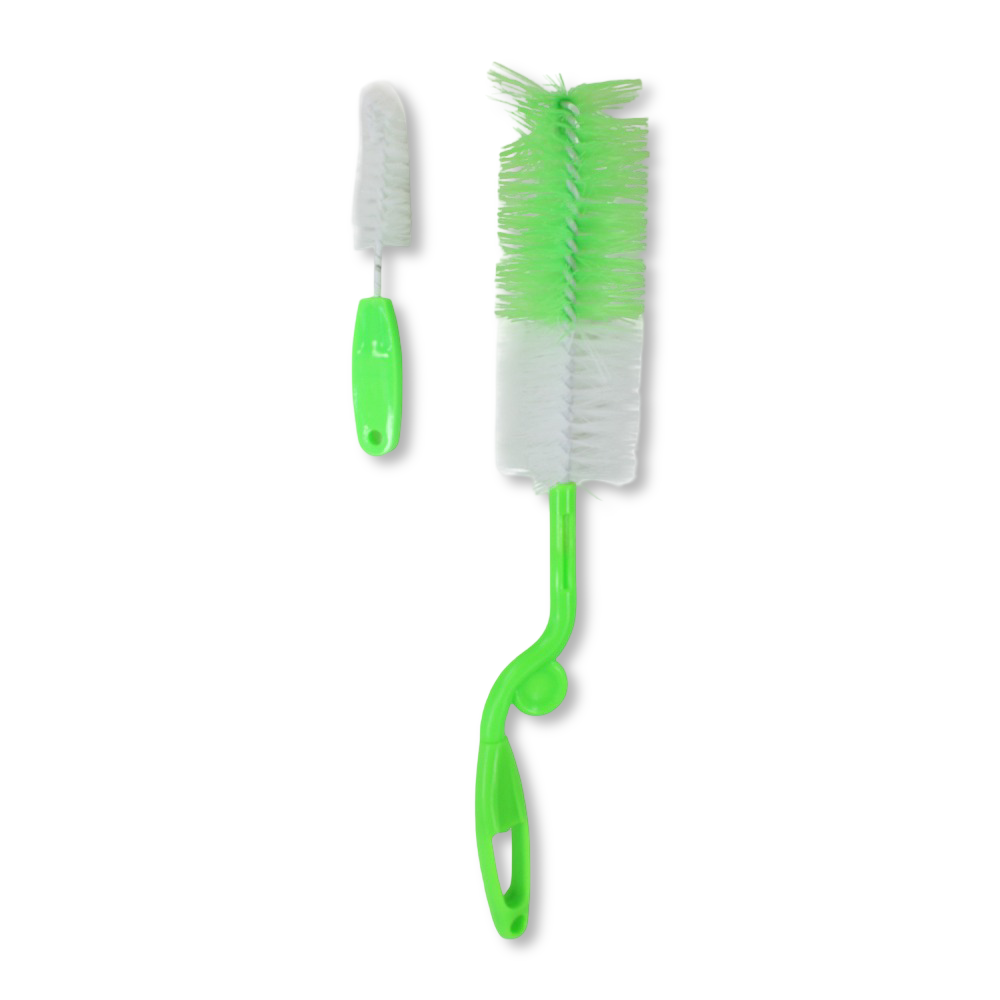 La Frutta Rotating Bottle & Nipple Cleaning Brush Set – Green (2 Pcs)