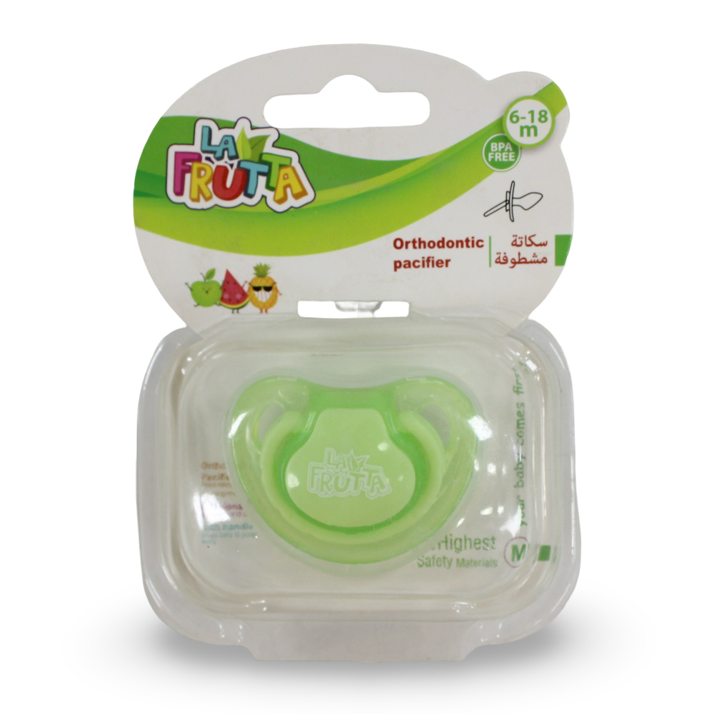 La Frutta Orthodontic Silicone Pacifier – Green Size M - Baby Essentials