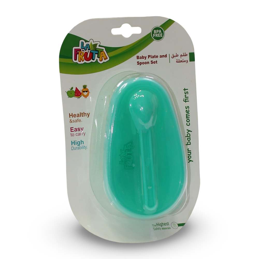 La Frutta Baby Plate and Spoon Set – Aqua