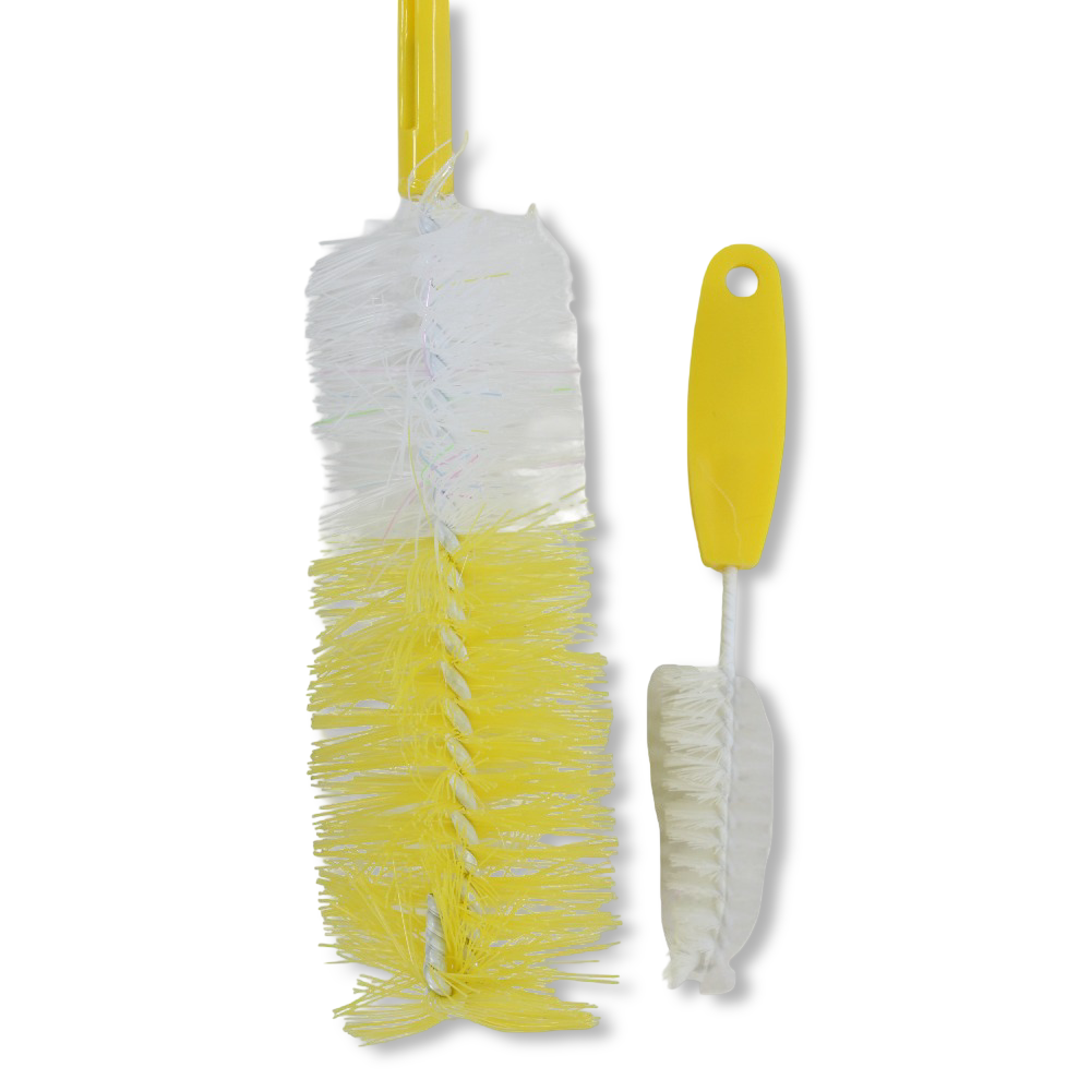 La Frutta Rotating Bottle & Nipple Cleaning Brush Set – Yellow (2 Pcs)