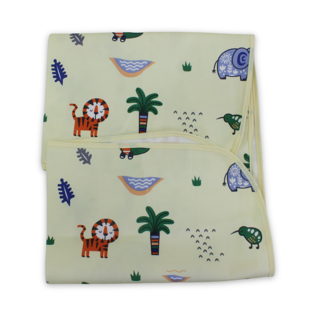 La Frutta Waterproof Changing Mat – Yellow with Animals Print