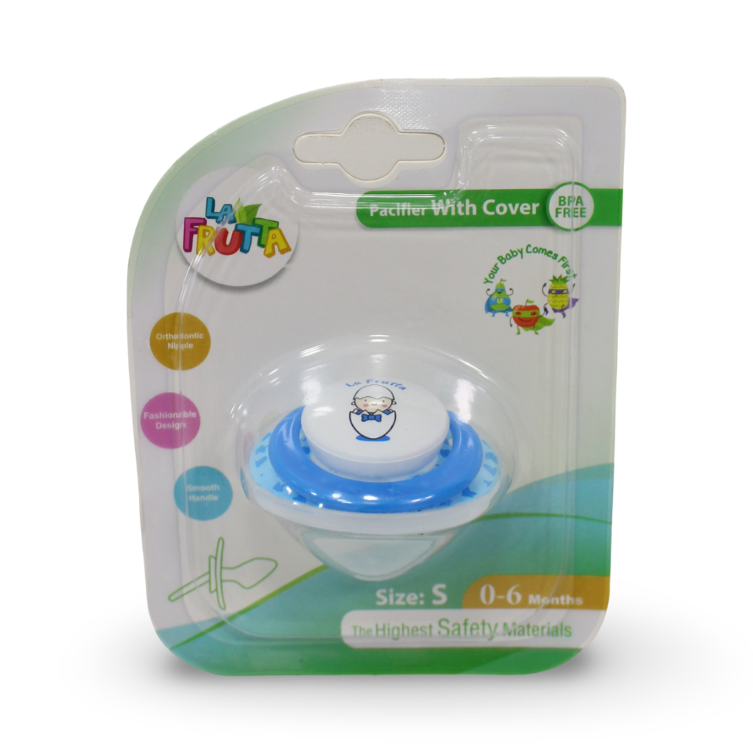 La Frutta Orthodontic Pacifier with Cover 0-6m – Blue - Baby Essentials