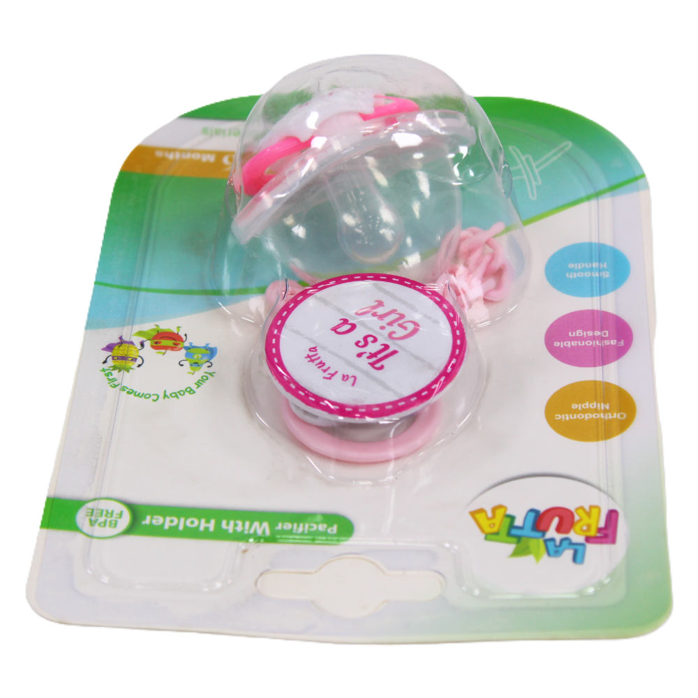 La Frutta Baby Round Pacifier with Chain 0-6M - Pink