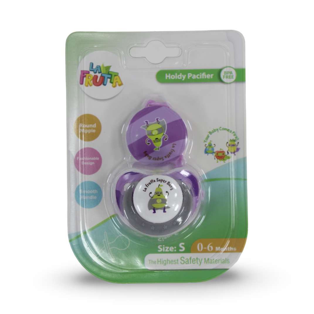La Frutta Baby Round Pacifier with Chain 0-6m – Purple