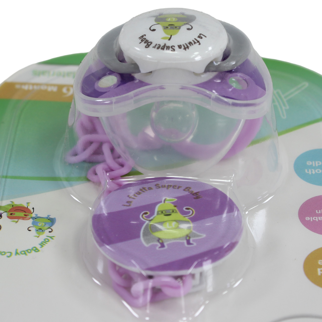 La Frutta Baby Round Pacifier with Chain 0-6m – Purple