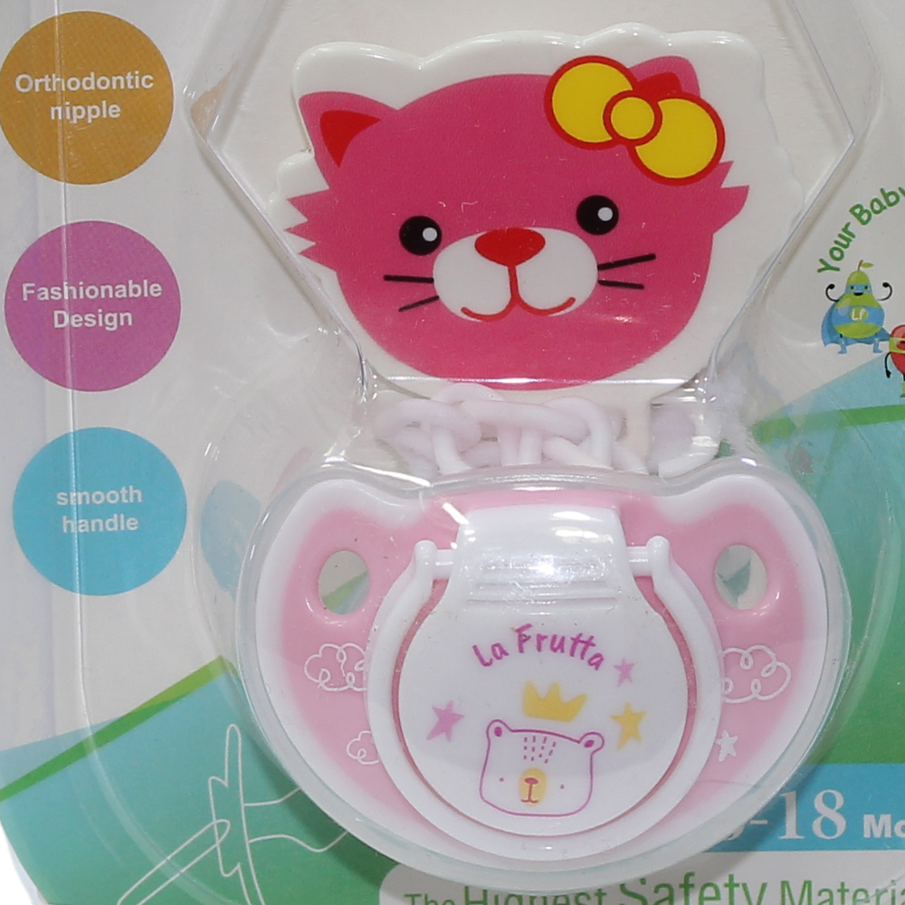 La Frutta Orthodontic Pacifier with Holder (6:18m) – Pink