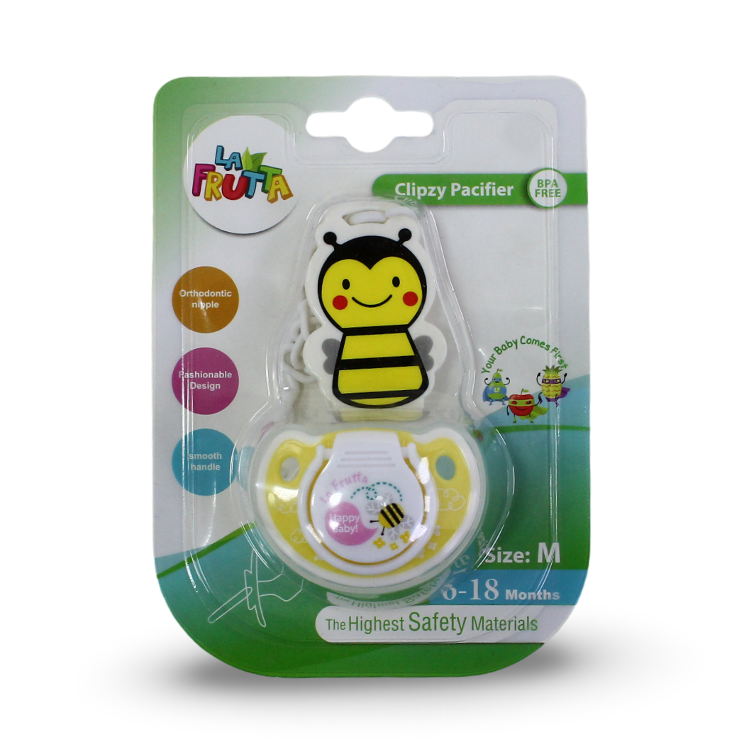 La Frutta Baby Orthodontic Pacifier with Chain 3D Bee 6-18m - Baby Essentials