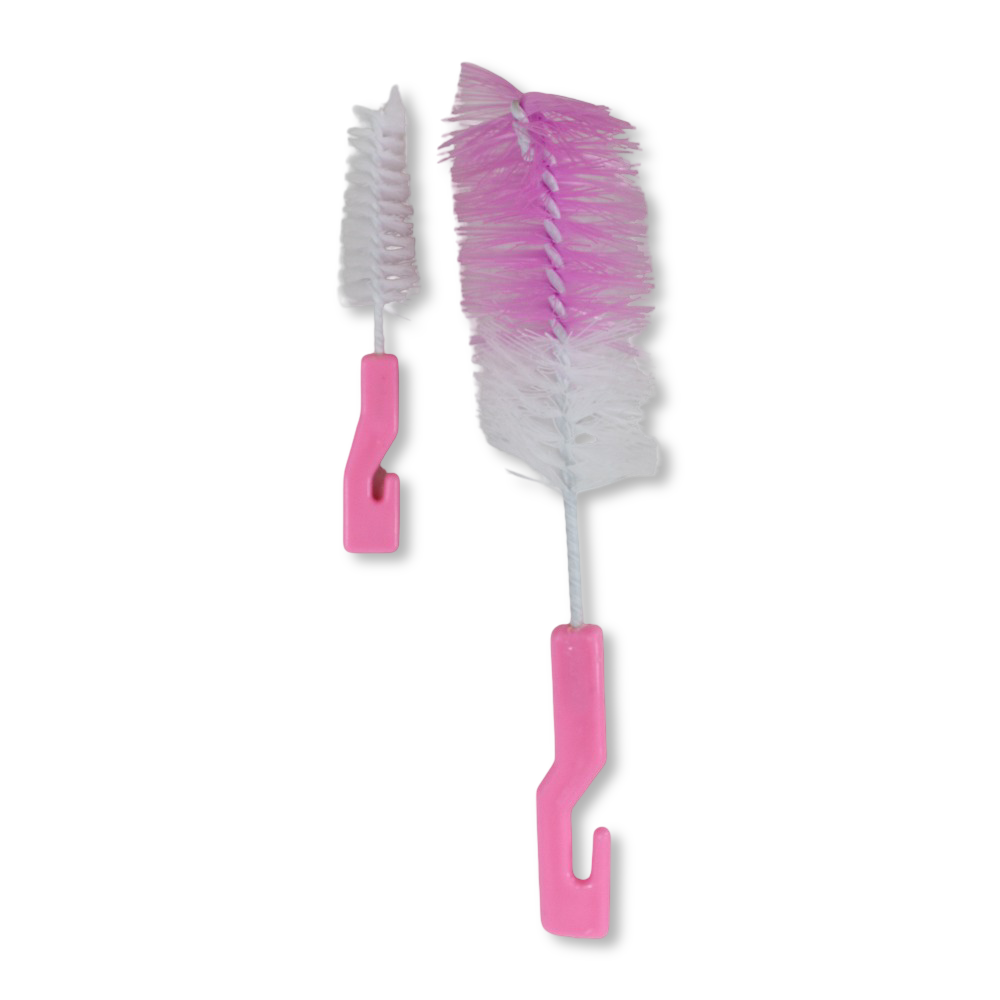 La Frutta Bottle & Nipple Cleaning Brush Set – Pink (2 Pcs)