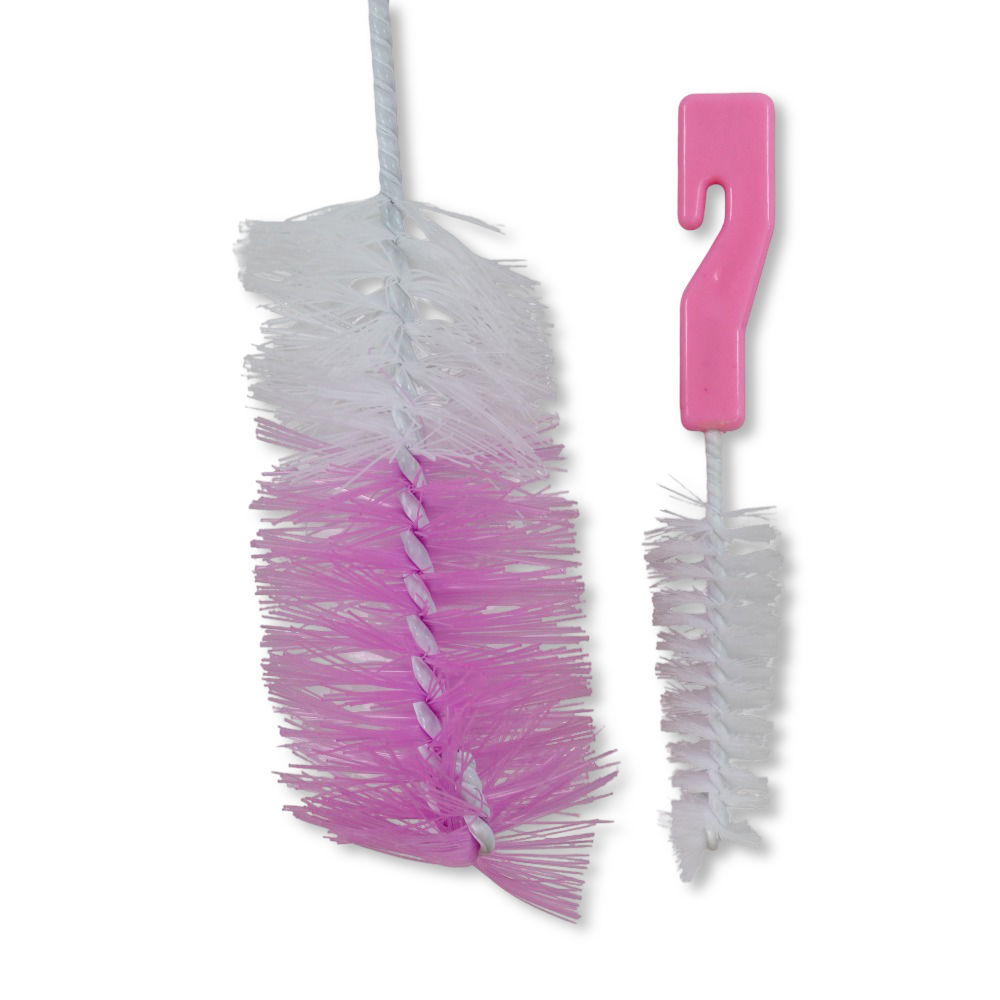 La Frutta Bottle & Nipple Cleaning Brush Set – Pink (2 Pcs)