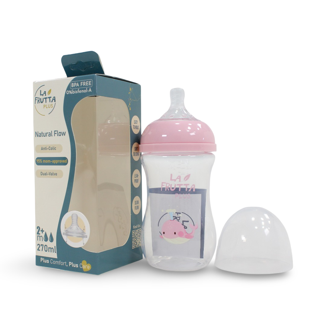 La Frutta Plus Natural Flow Baby Bottle 270ml – Pink - Baby Essentials