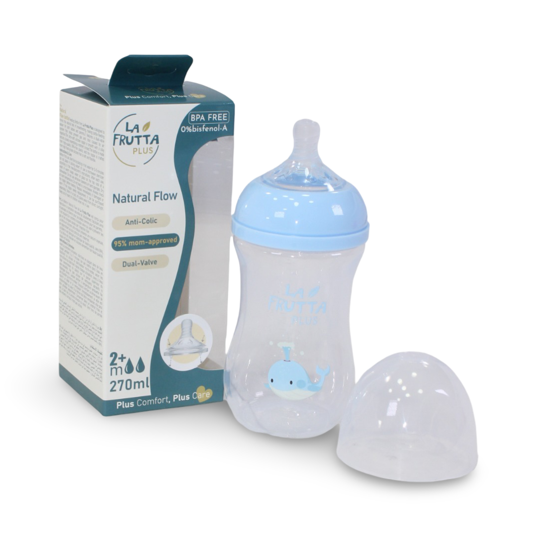 La Frutta Plus Ntural Flow Baby Bottle 270ml – Baby Blue - Baby Essentials