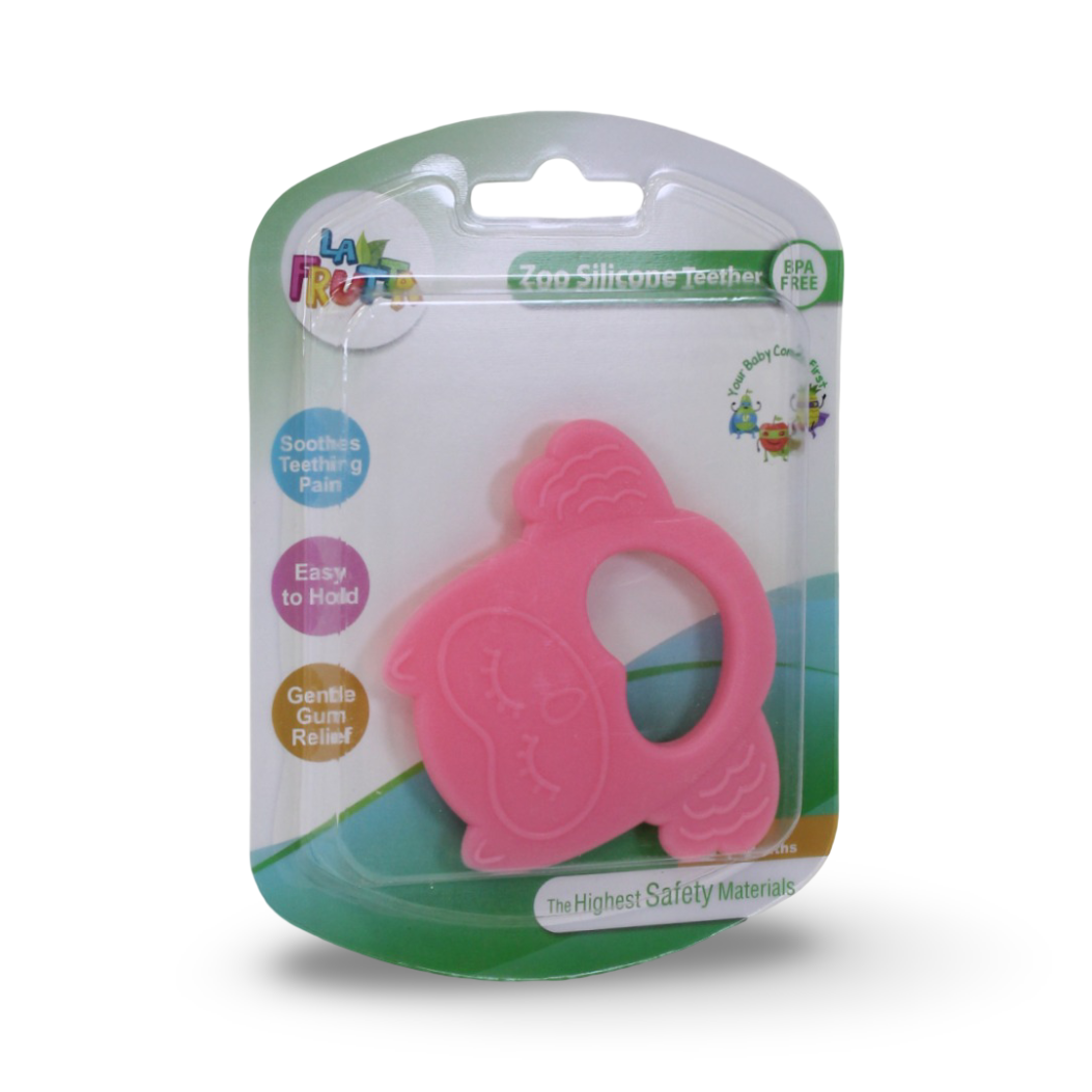 La Frutta Zoo Silicone Teether – Pink Owl Design - Baby Essentials