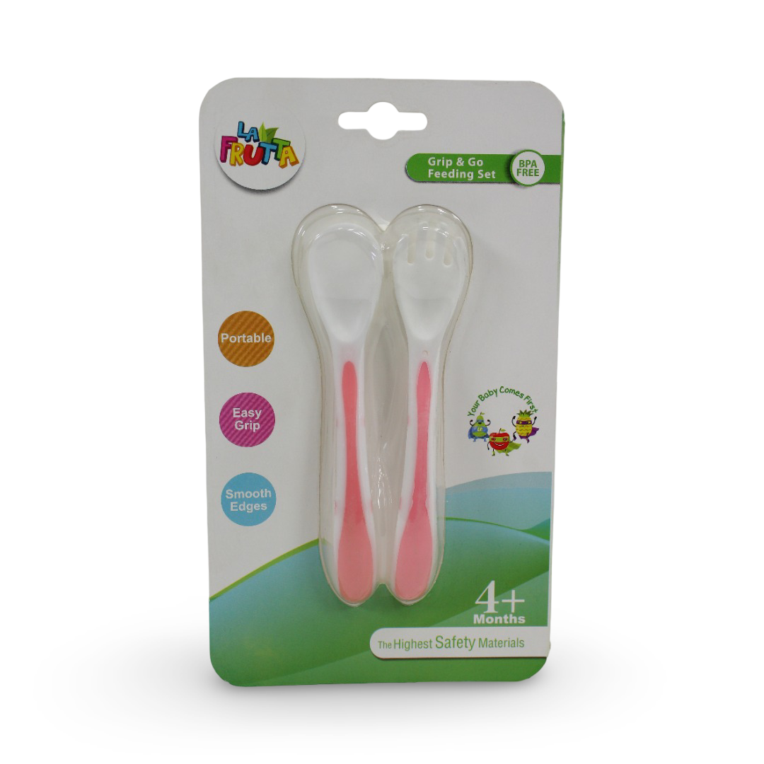 La Frutta Grip & Go Feeding Set +4m – Pink - Baby Essentials