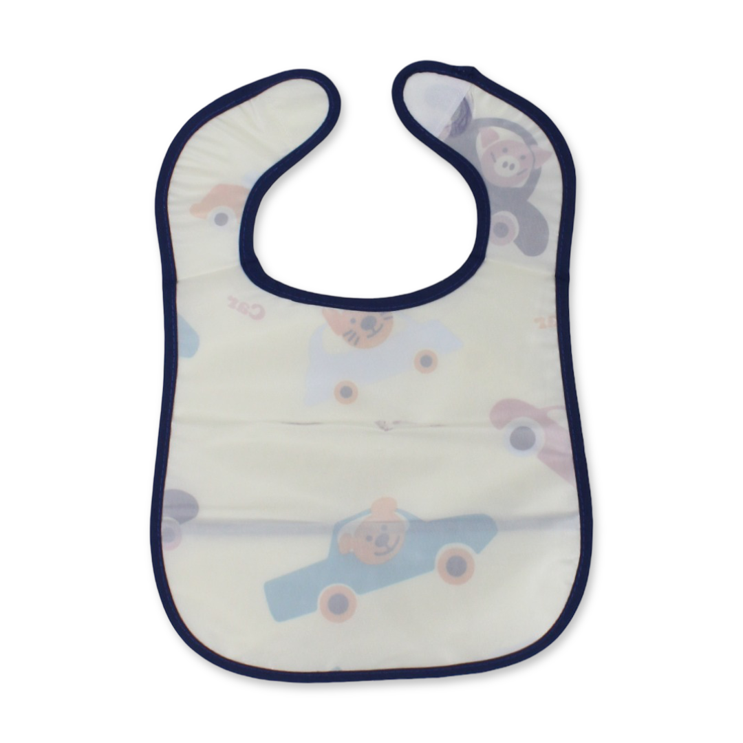 La Frutta PVC Baby Bib with Pocket – Beige with Animals Print