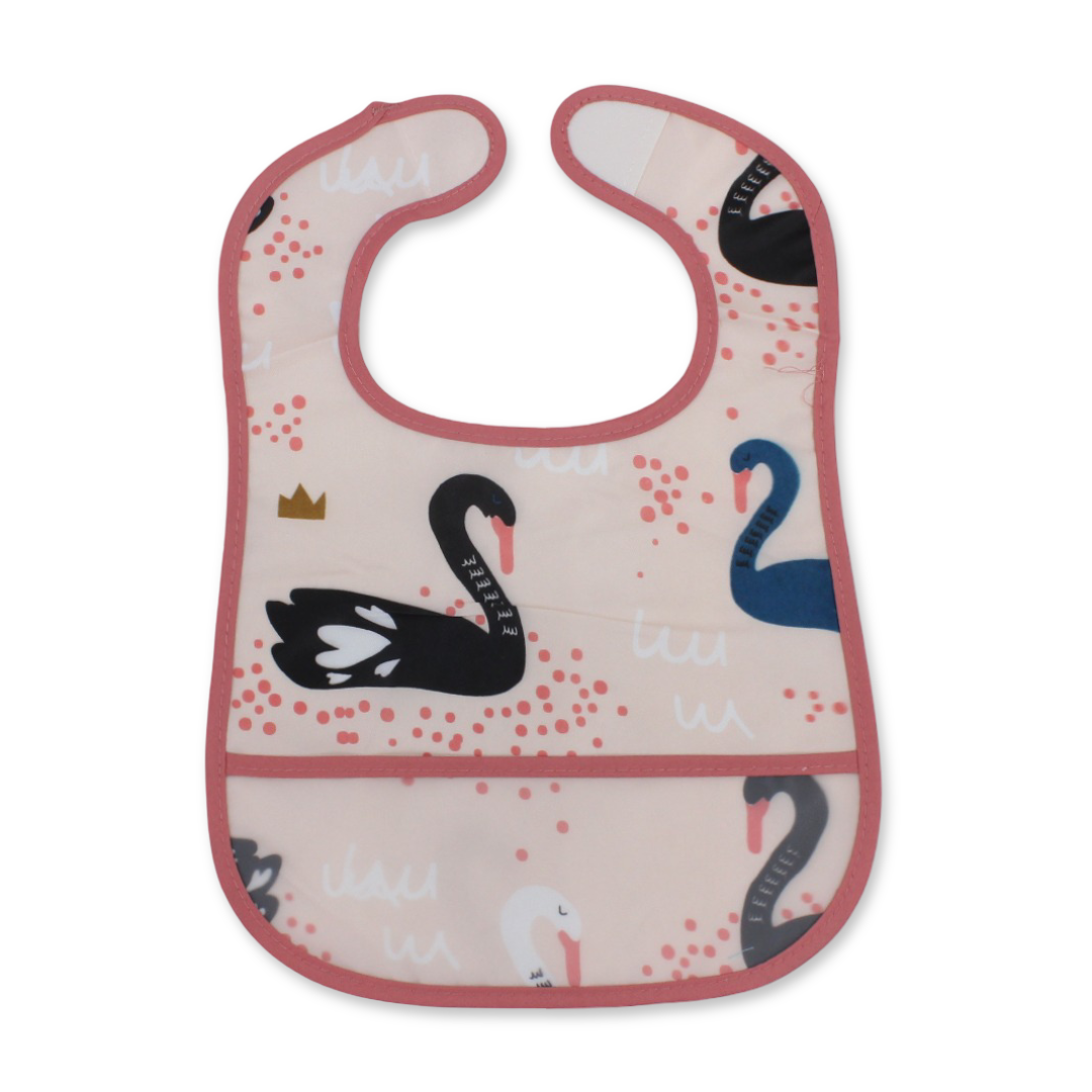 La Frutta PVC Baby Bib with Pocket – Pink with Flamingo Print