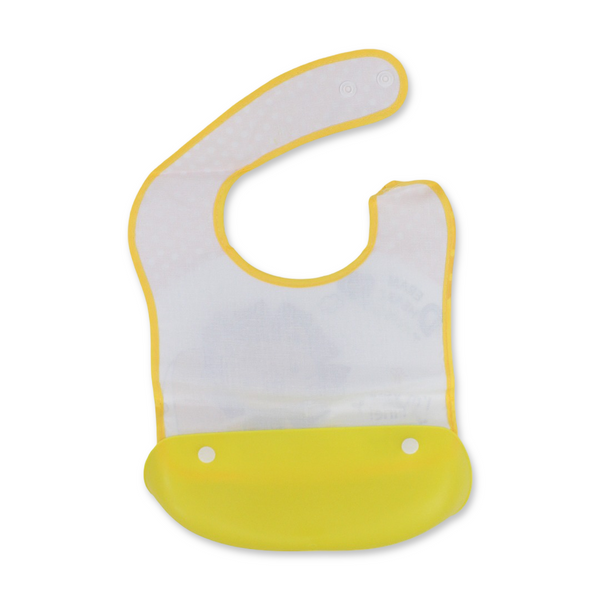 La Frutta Waterproof Baby Bib with Pocket – Yellow with Lion Print