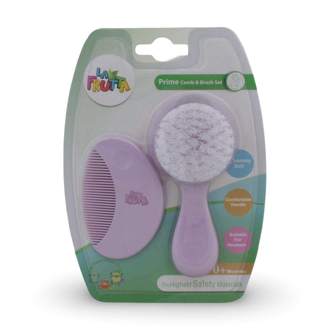 La Frutta Extra Soft Prime Comb & Brush Set – Purple - Baby Essentials
