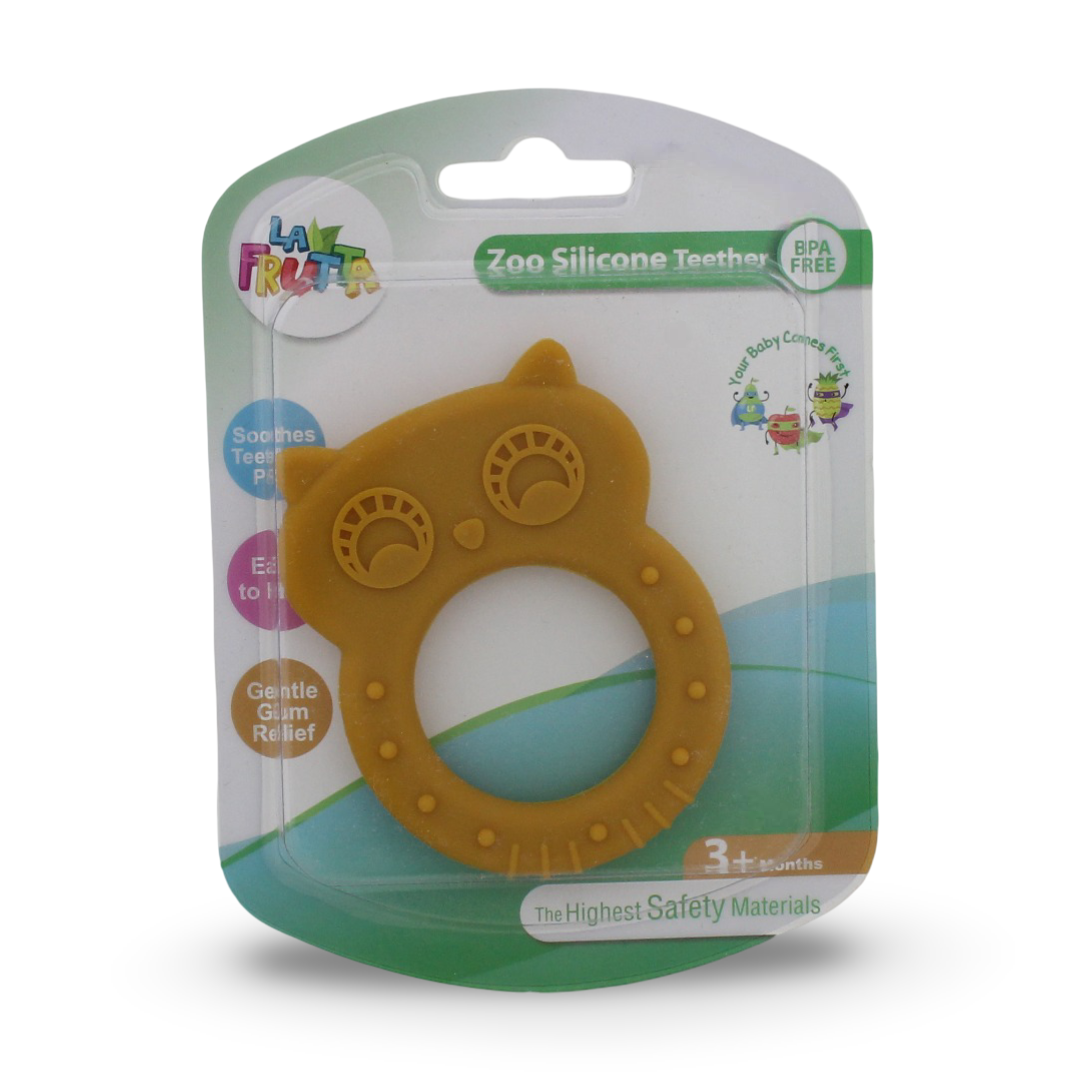 La Frutta Zoo Silicone Teether – Yellow with Owl Design