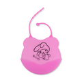 La Frutta Silicone Baby Bib with Pocket – Pink with Melody Print