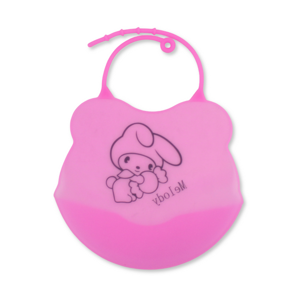 La Frutta Silicone Baby Bib with Pocket – Pink with Melody Print